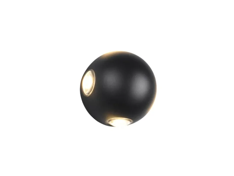 Kleine LED Außenwandleuchte AVISIO 4 flammig, Kugel in Schwarz Ø 10cm