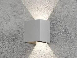 Kleine LED Außenwandleuchte CREMONA Up and Down Höhe 13,5cm, Grau