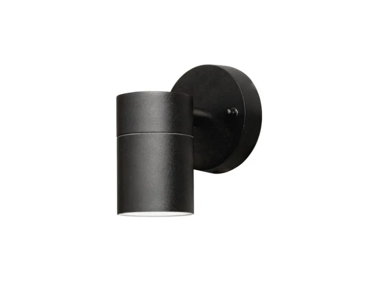 Kleine LED Außenwandleuchte Downlight, Höhe 9cm, Aluminium Schwarz