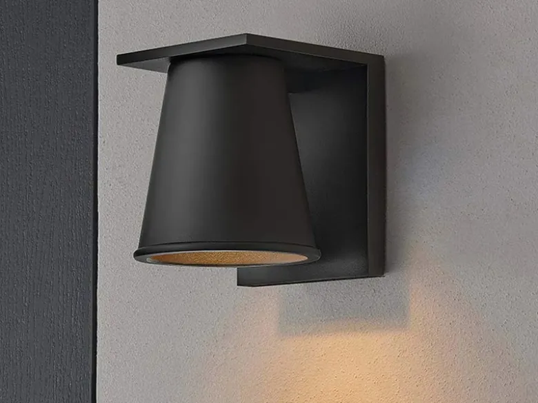 Kleine LED Außenwandleuchte HANS Schwarz, Salzluft resistent, Höhe 15,5cm