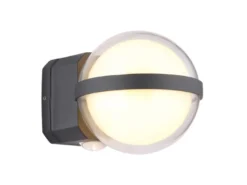 Kleine LED Außenwandleuchte ILLI Kugel aus Aluminium in Anthrazit, Höhe 11cm