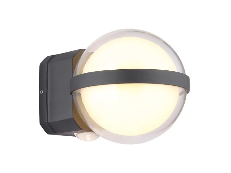 Kleine LED Außenwandleuchte ILLI Kugel aus Aluminium in Anthrazit, Höhe 11cm