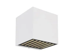 Kleine LED Außenwandleuchte ILLI Würfel aus Aluminium in Weiß, 10x10cm