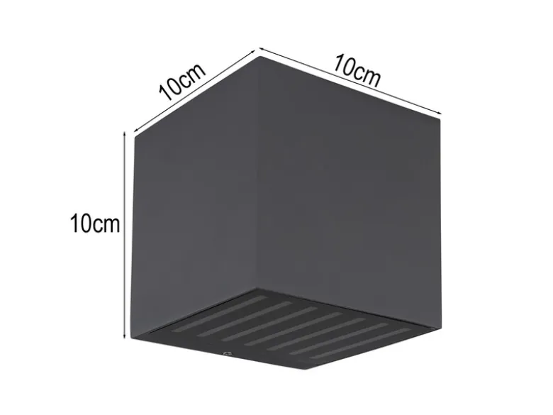 Kleine LED Außenwandleuchte ILLI Würfel aus Aluminium in Anthrazit, 10x10cm