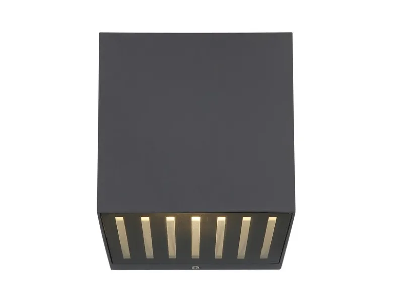 Kleine LED Außenwandleuchte ILLI Würfel aus Aluminium in Anthrazit, 10x10cm