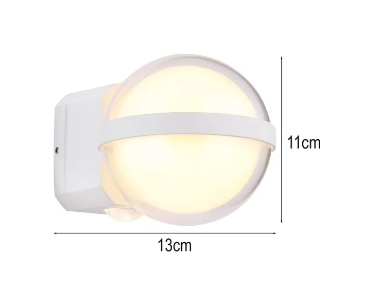 Kleine LED Außenwandleuchte ILLI Kugel aus Aluminium in Weiß, Höhe 11cm
