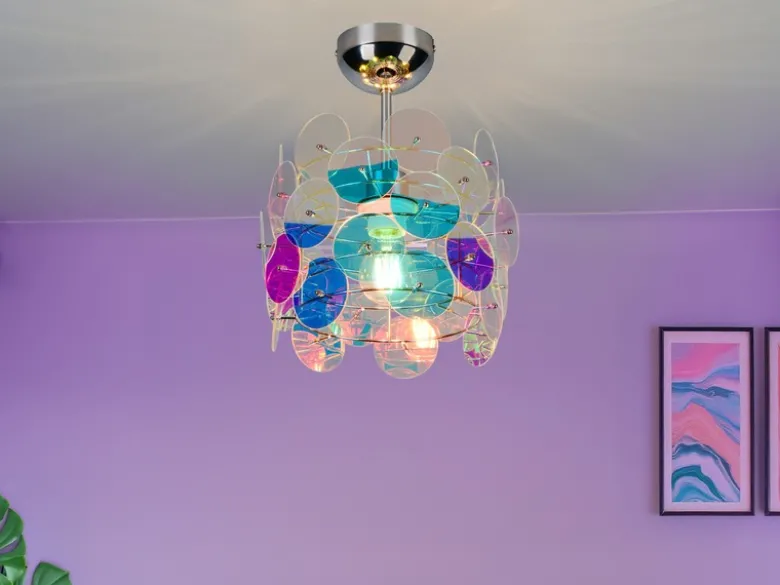Kleine LED Deckenleuchte aus irisierendem Kunststoff, Ø 25cm