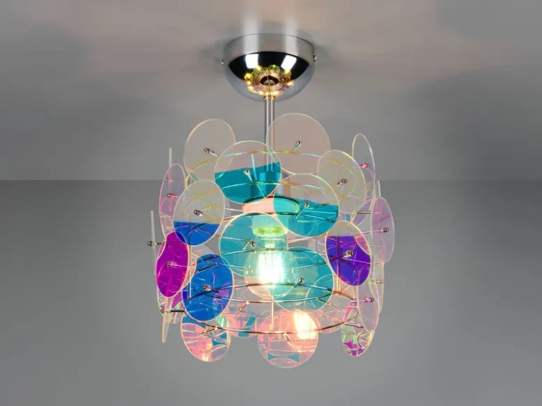 Kleine LED Deckenleuchte aus irisierendem Kunststoff, Ø 25cm