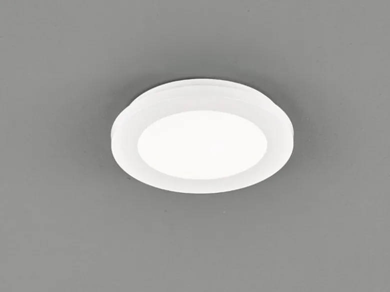 Kleine LED Deckenleuchte CAMILLUS flache Badezimmerlampe dimmbar Ø17cm Weiß IP44
