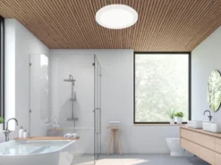 Kleine LED Deckenleuchte CAMILLUS flache Badezimmerlampe dimmbar Ø26cm Weiß IP44