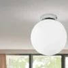 Kleine LED Deckenleuchte 1 flammig Glaskugel Opal Weiß, Ø 15cm