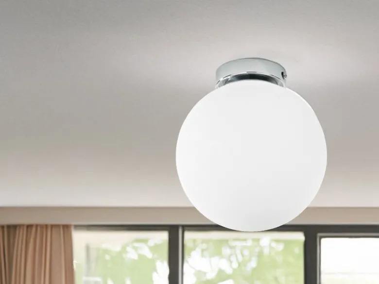 Kleine LED Deckenleuchte 1 flammig Glaskugel Opal Weiß, Ø 15cm