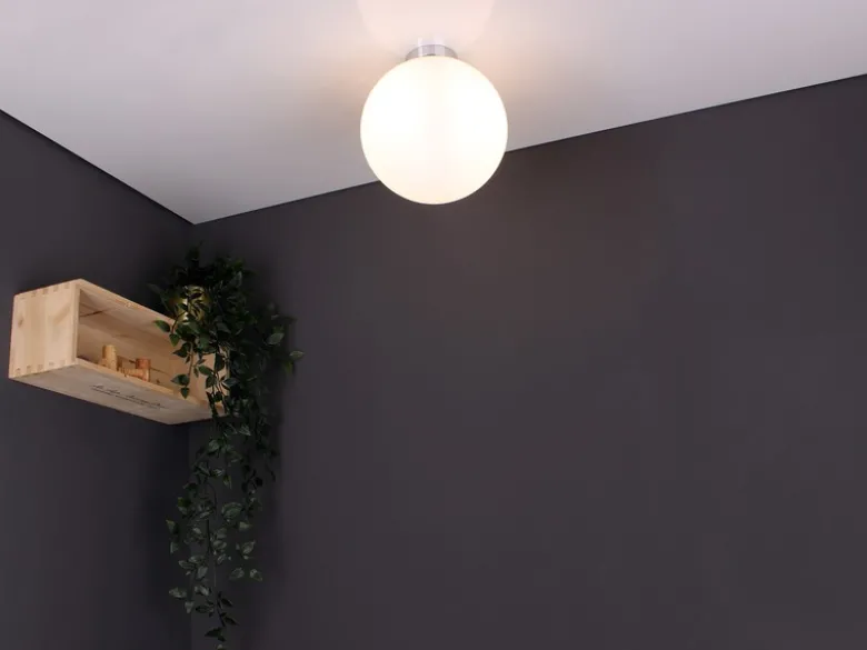 Kleine LED Deckenleuchte 1 flammig Glaskugel Opal Weiß, Ø 15cm