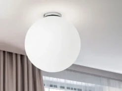 Kleine LED Deckenleuchte 1 flammig Glaskugel Opal Weiß, Ø 30cm
