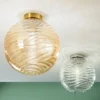 Kleine LED Deckenleuchte Glaskugel Wellenmuster Transparent, Ø25cm