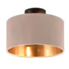 Kleine LED Deckenleuchte mit Samt Lampenschirm Beige Gold, Ø 30cm