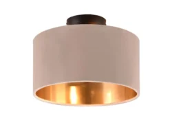 Kleine LED Deckenleuchte mit Samt Lampenschirm Beige Gold, Ø 30cm