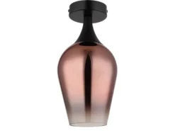 Kleine LED Deckenleuchte mit Glas Lampenschirm Kupferfarbig, Ø 15cm