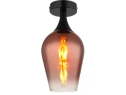 Kleine LED Deckenleuchte mit Glas Lampenschirm Kupferfarbig, Ø 15cm