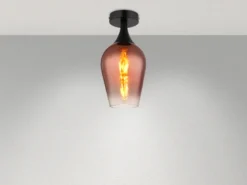 Kleine LED Deckenleuchte mit Glas Lampenschirm Kupferfarbig, Ø 15cm