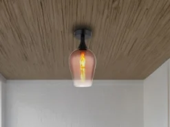 Kleine LED Deckenleuchte mit Glas Lampenschirm Kupferfarbig, Ø 15cm