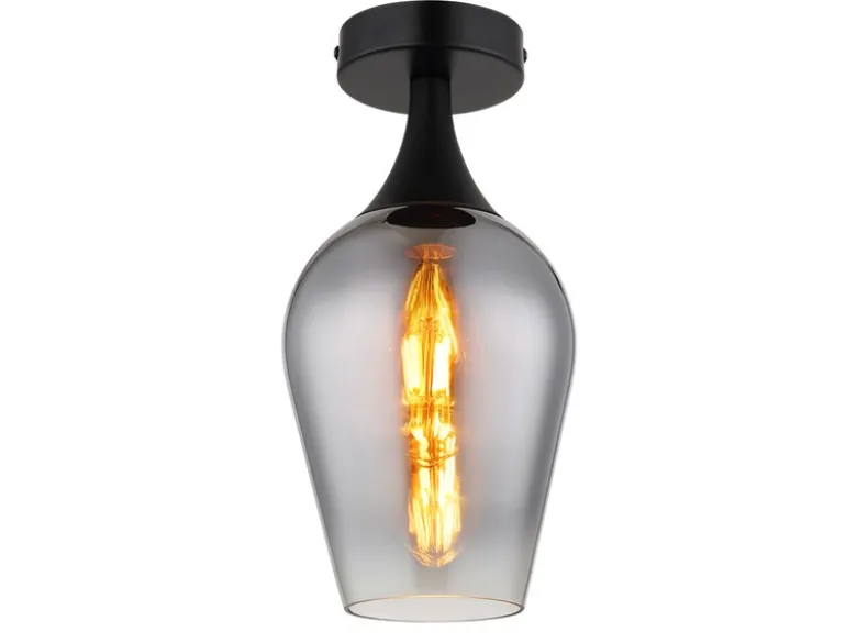 Kleine LED Deckenleuchte mit Rauchglas Lampenschirm, Ø 15cm