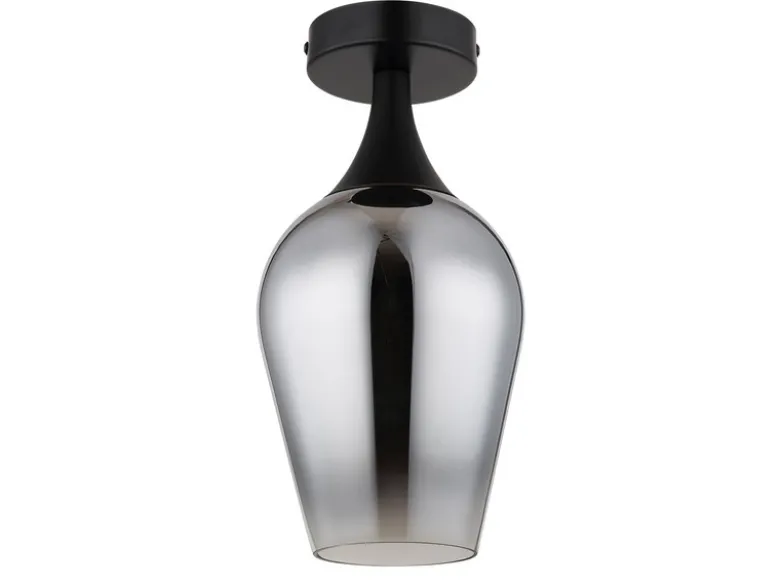 Kleine LED Deckenleuchte mit Rauchglas Lampenschirm, Ø 15cm