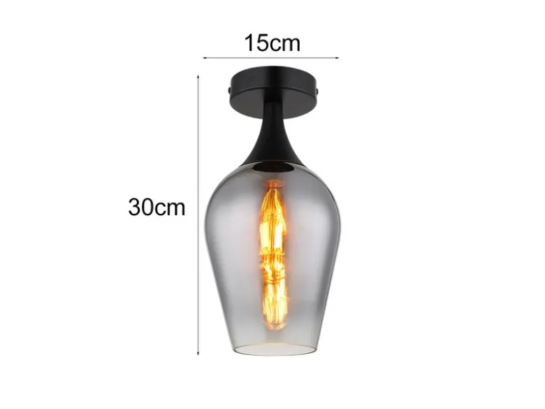 Kleine LED Deckenleuchte mit Rauchglas Lampenschirm, Ø 15cm