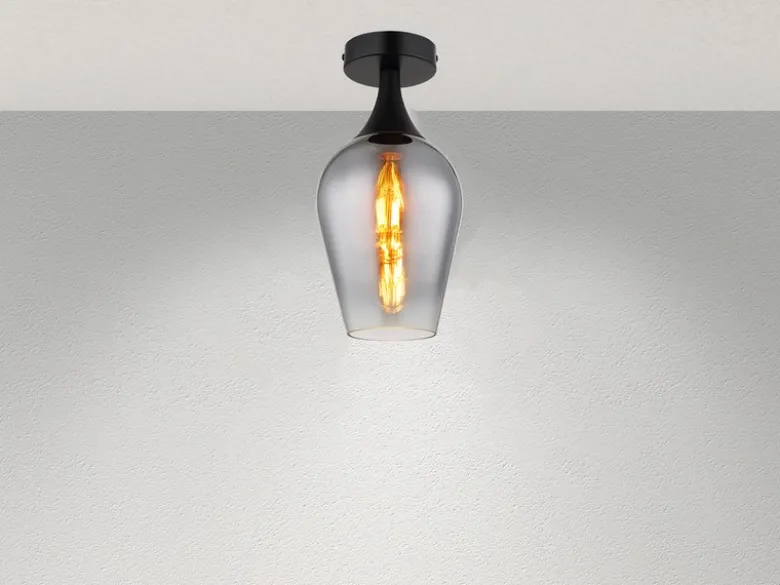 Kleine LED Deckenleuchte mit Rauchglas Lampenschirm, Ø 15cm
