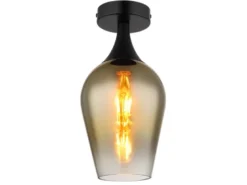 Kleine LED Deckenleuchte mit Glas Lampenschirm Gold, Ø 15cm