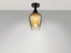 Kleine LED Deckenleuchte mit Glas Lampenschirm Gold, Ø 15cm