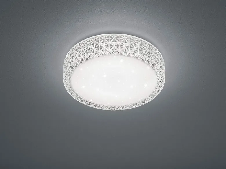 Kleine LED Deckenleuchte PEGASUS mit Sternenhimmel & Kristall Ø 28cm