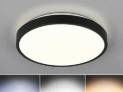 Kleine LED Deckenleuchte SLOPE ultraflach, Schwarz, Ø 28,5cm