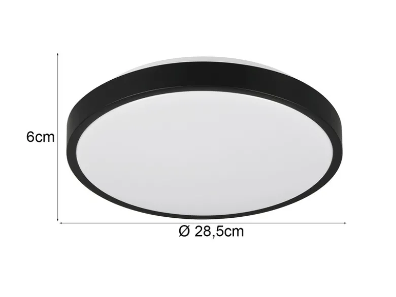 Kleine LED Deckenleuchte SLOPE ultraflach, Schwarz, Ø 28,5cm