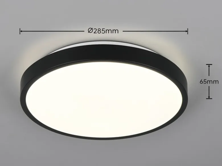 Kleine LED Deckenleuchte SLOPE ultraflach, Schwarz, Ø 28,5cm