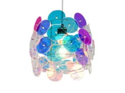 Kleine LED Pendelleuchte aus irisierendem Kunststoff, Ø 25cm