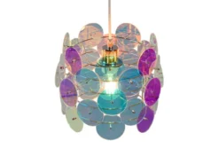 Kleine LED Pendelleuchte aus irisierendem Kunststoff, Ø 25cm