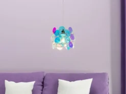Kleine LED Pendelleuchte aus irisierendem Kunststoff, Ø 25cm