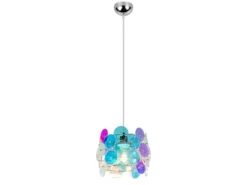 Kleine LED Pendelleuchte aus irisierendem Kunststoff, Ø 25cm