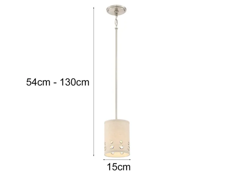 Kleine LED Pendelleuchte aus Stoff, 4-stufig höhenverstellbar, Ø 15cm