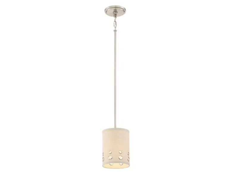 Kleine LED Pendelleuchte aus Stoff, 4-stufig höhenverstellbar, Ø 15cm
