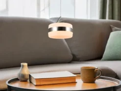 Kleine LED Pendelleuchte DIOS höhenverstellbar 1-flammig, Silber Ø 15,5cm