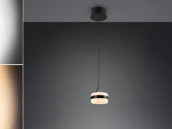 Kleine LED Pendelleuchte DIOS höhenverstellbar 1-flammig, Schwarz Ø 15,5cm