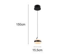 Kleine LED Pendelleuchte DIOS höhenverstellbar 1-flammig, Schwarz Ø 15,5cm