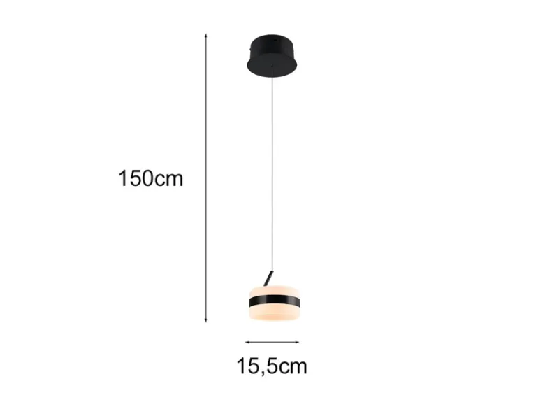 Kleine LED Pendelleuchte DIOS höhenverstellbar 1-flammig, Schwarz Ø 15,5cm