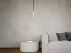 Kleine LED Pendelleuchte einflammig aus Metall Hellgrau Ø 5,5cm