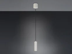 Kleine LED Pendelleuchte einflammig aus Metall Hellgrau Ø 5,5cm