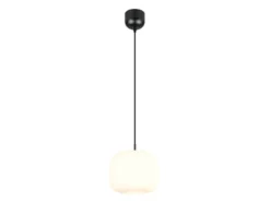 Kleine LED Pendelleuchte einflammig mit Glas Lampenschirm Weiß Ø 25cm
