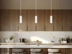 Kleine LED Pendelleuchte einflammig aus Metall Weiß Ø 5,5cm