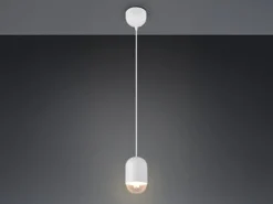 Kleine LED Pendelleuchte einflammig aus Metall in Weiß, Ø 10cm